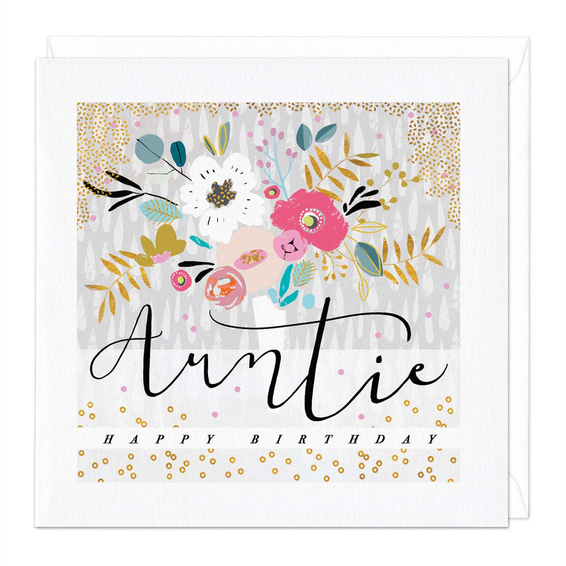 Greeting Card-E265 - Auntie Flower Bunch Birthday Card-Whistlefish