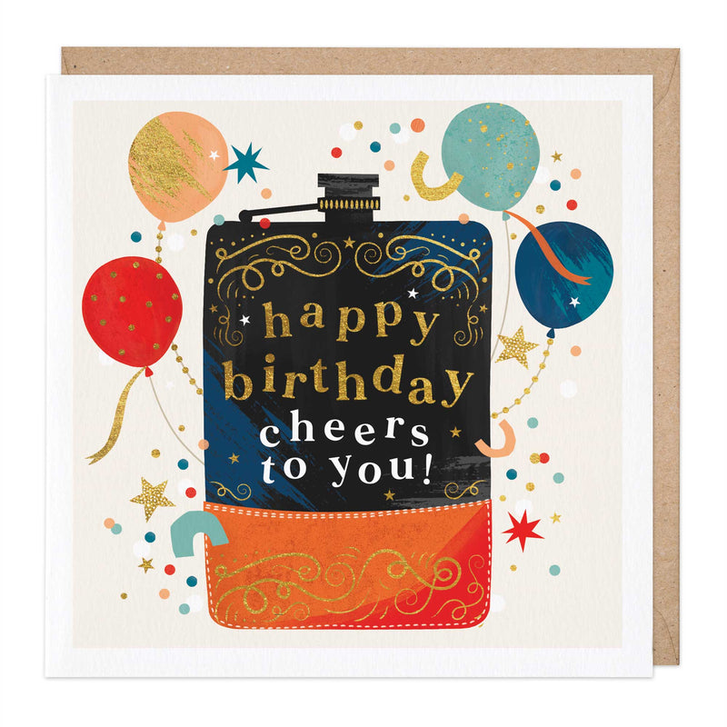 Greeting Card-E282 - Hipflask Cheers Birthday Card-Whistlefish