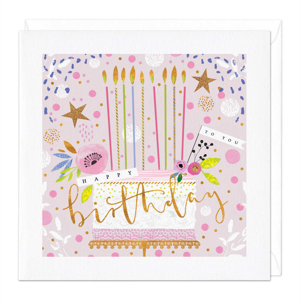 Greeting Card-E284 - Cake Stand And Candles Birthday Card-Whistlefish