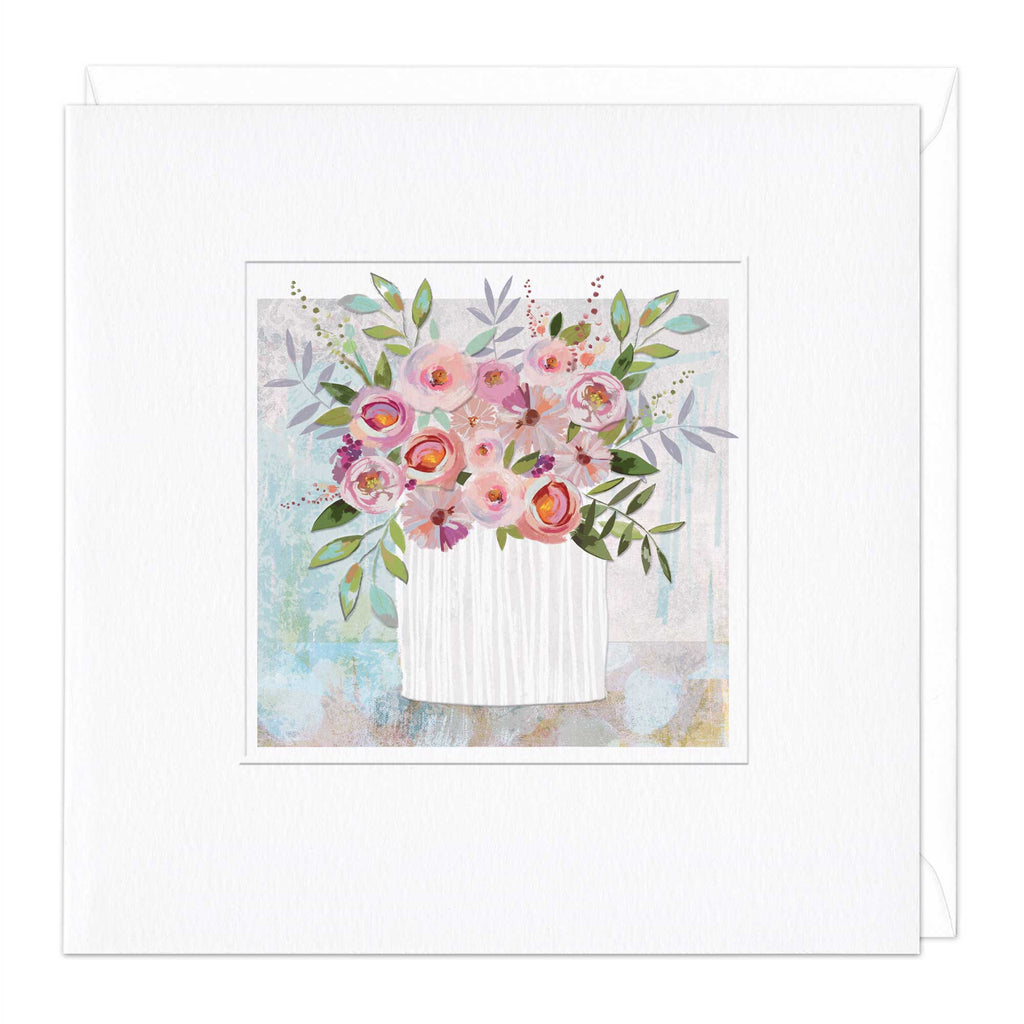 Greeting Card-E308 - Embossed Vase of Roses Card-Whistlefish