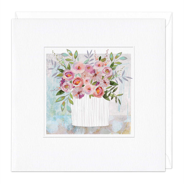 Greeting Card-E308 - Embossed Vase of Roses Card-Whistlefish