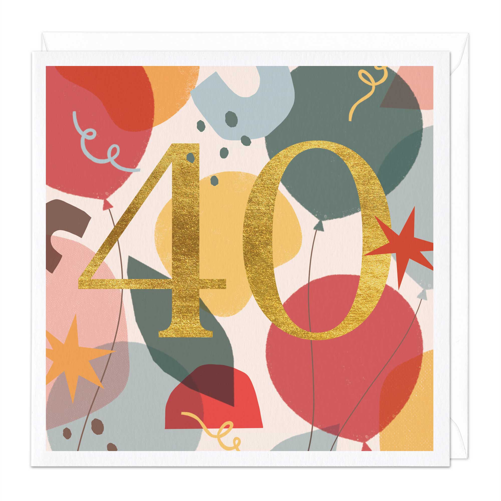 Greeting Card-E319 - 40th Balloons Birthday Card-Whistlefish