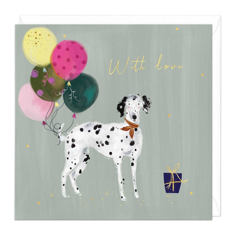 Greeting Card-E324 - Dalmation Dog Present Birthday Card-Whistlefish