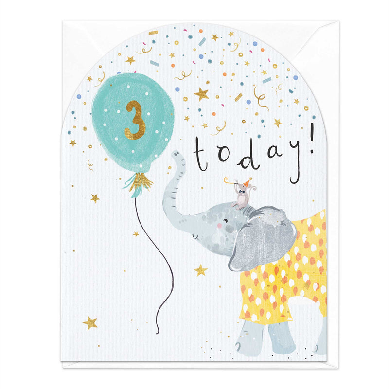 Greeting Card-E331 - 3 Today Elephant Birthday Card-Whistlefish