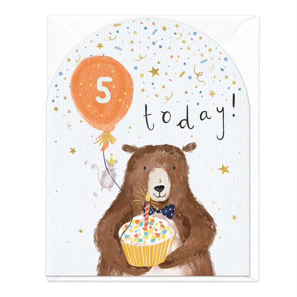 Greeting Card-E333 - 5 Today Bear Birthday Card-Whistlefish
