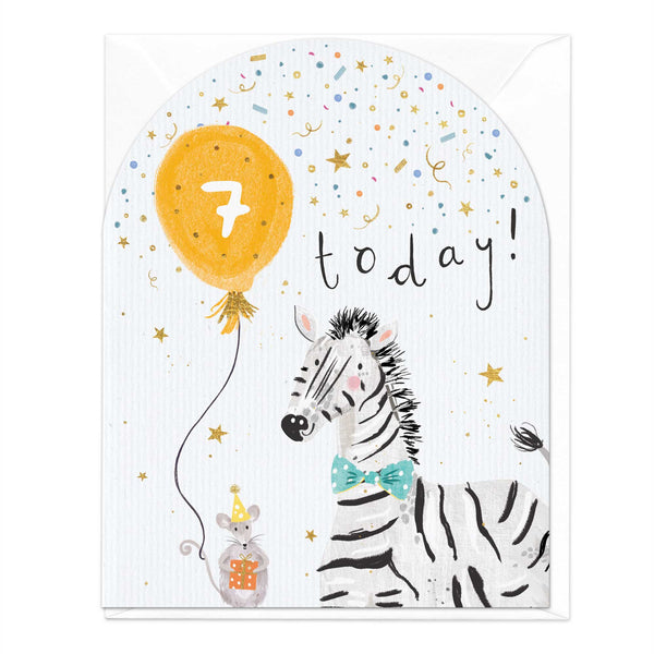 Greeting Card - E335 - 7 Today Zebra Birthday Card - 