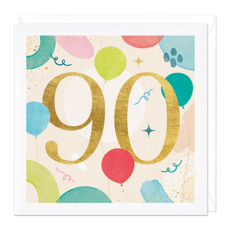Greeting Card-E353 - 90th Balloons Birthday Card-Whistlefish