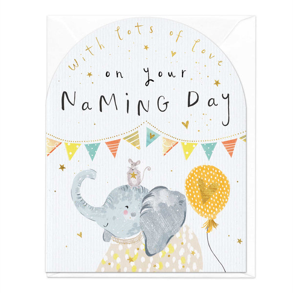 Greeting Card - E371 - Elephant Naming Day Arch Card - 