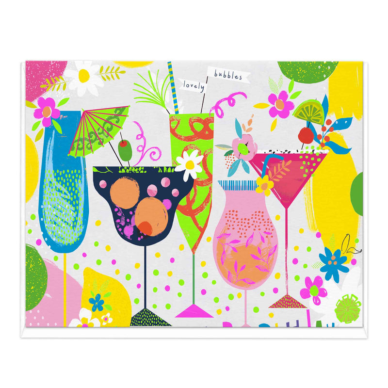Greeting Card-E403 - Neon Cocktails Birthday Card-Whistlefish