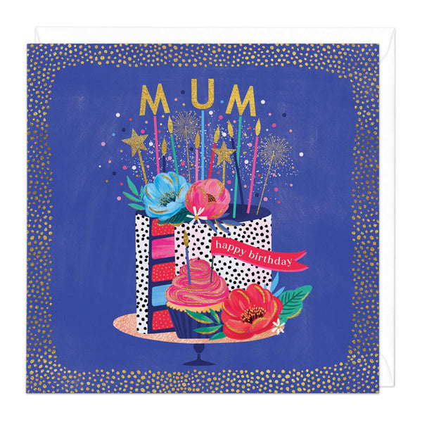 Greeting Card-E410 - Cake & Candles Mum Birthday Card-Whistlefish