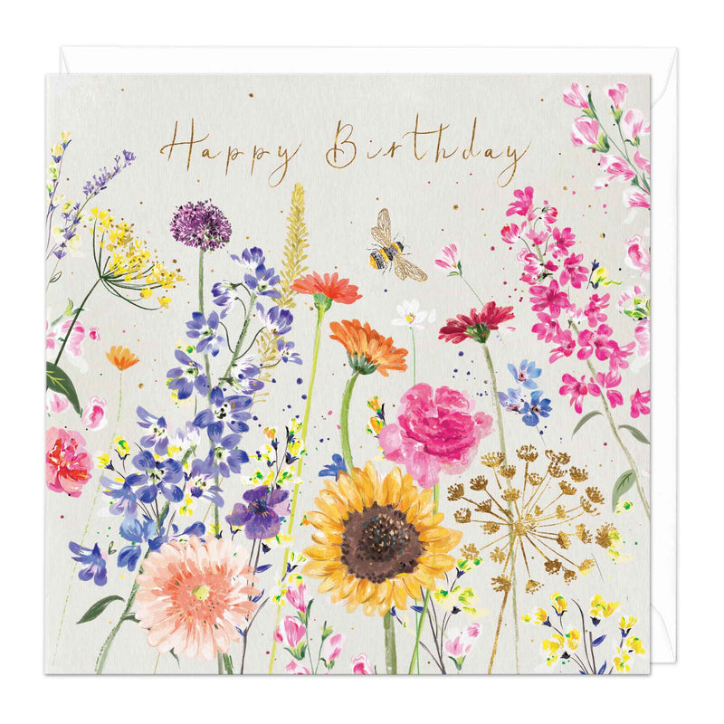 Greeting Card - E436 - Summer Garden Happy Birthday Card - 