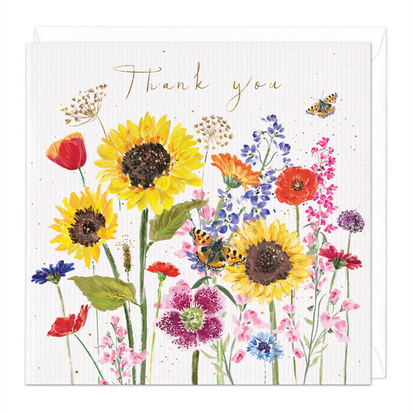 Greeting Card-E452 - Sunflowers Thank You Card-Whistlefish