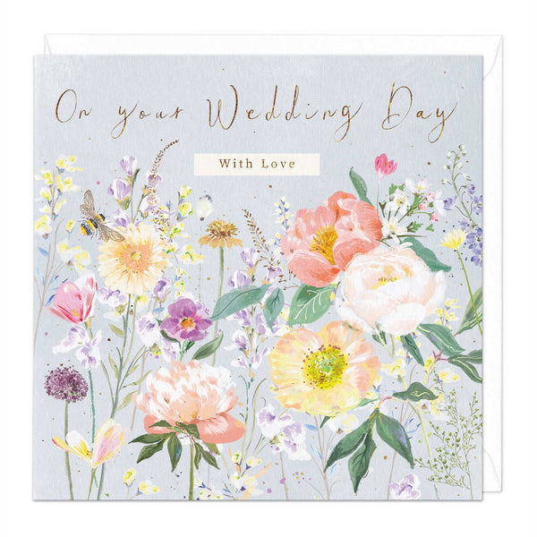Greeting Card - E453 - Peony garden on your wedding day card - 