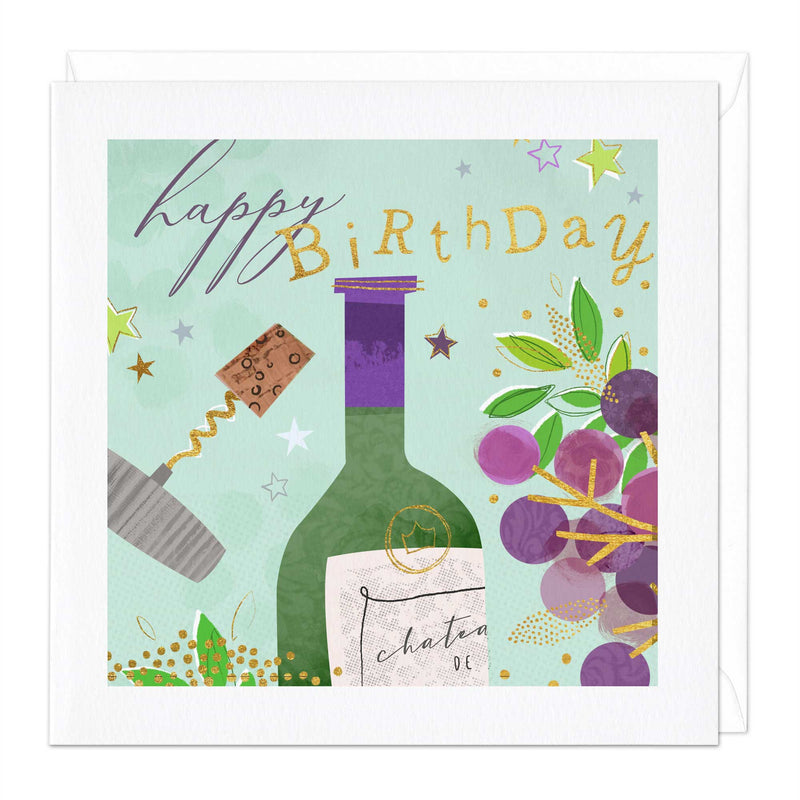 Greeting Card - E456 - Corkscrew Wine Birthday Card - 
