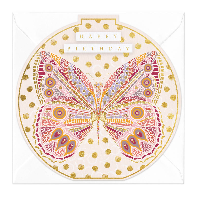 Greeting Card-E471 - Butterfly Round Birthday Card-Whistlefish