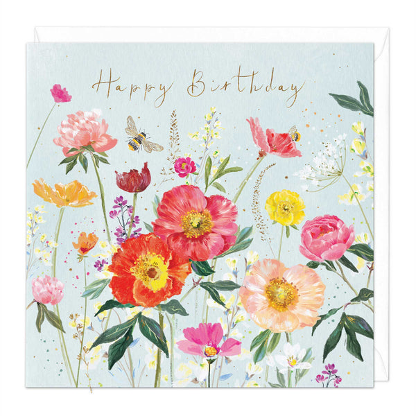 Greeting Card - E485 - Bright Summer Garden Birthday Card - Bright Summer Garden Birthday Card - Whistlefish