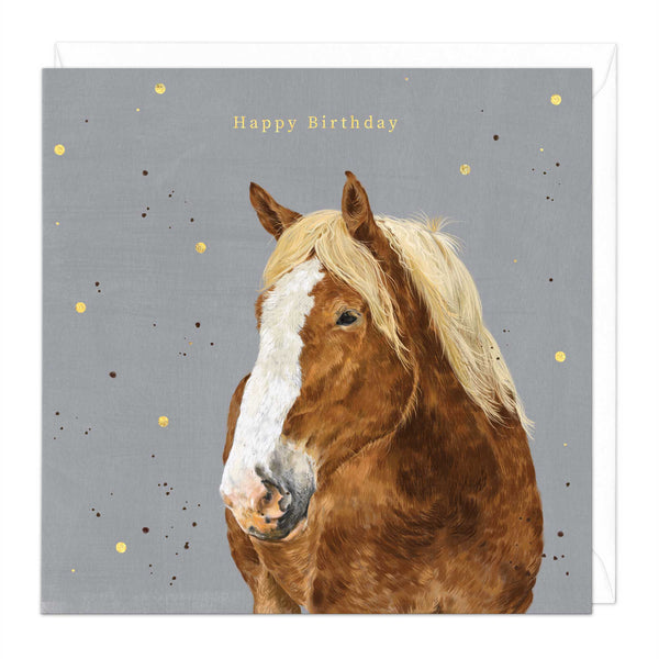 Greeting Card - E486 - Chestnut Horse Birthday Card - Chestnut Horse Birthday Card - Whistlefish