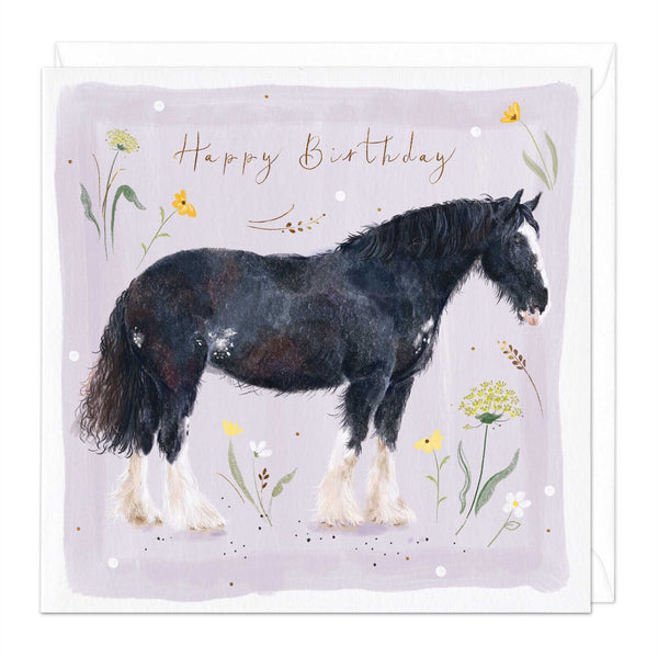 Greeting Card - E490 - Shire Horse Birthday Card - Shire Horse Birthday Card - Whistlefish