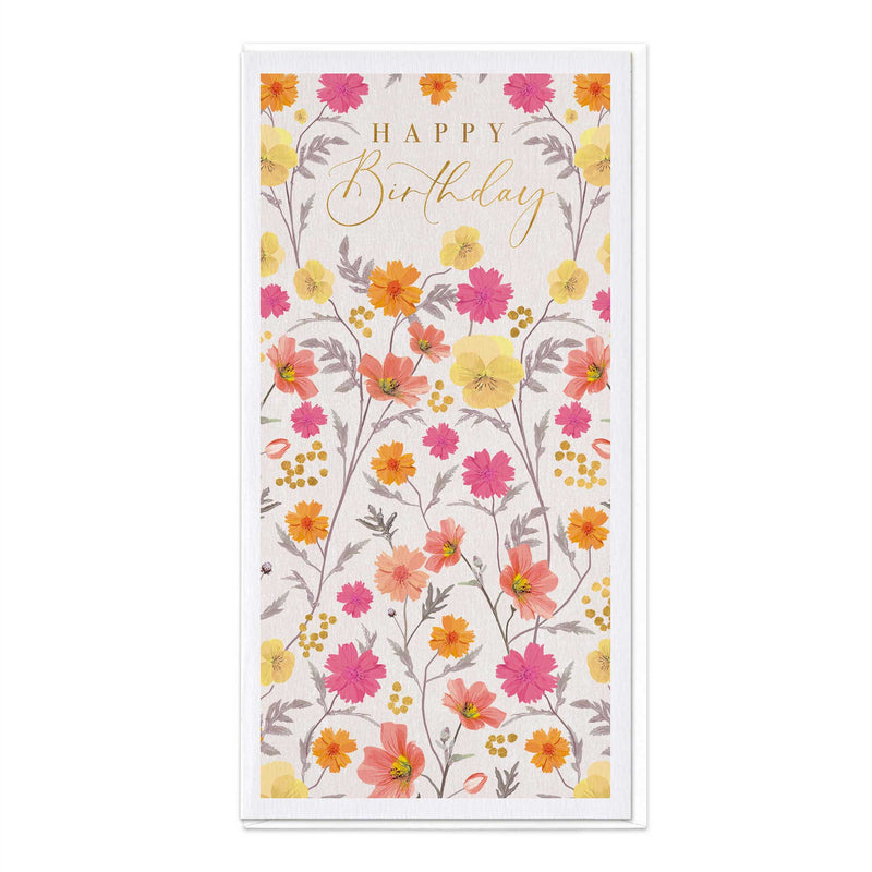 Greeting Card - E495 - Bright Pansies Birthday Card - Bright Pansies Birthday Card - Whistlefish