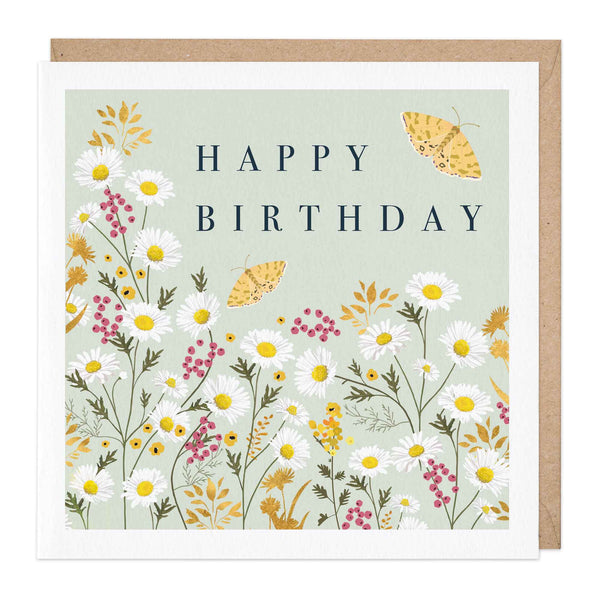 Greeting Card-E504 - Butterfly Daisy Birthday Card-Whistlefish
