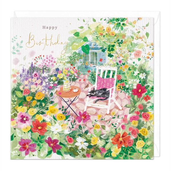 Greeting Card-E509 - Catnaps in the Garden Card-Whistlefish
