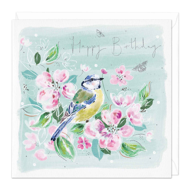 Greeting Card-E528 - Blue Tit Birthday Card-Whistlefish