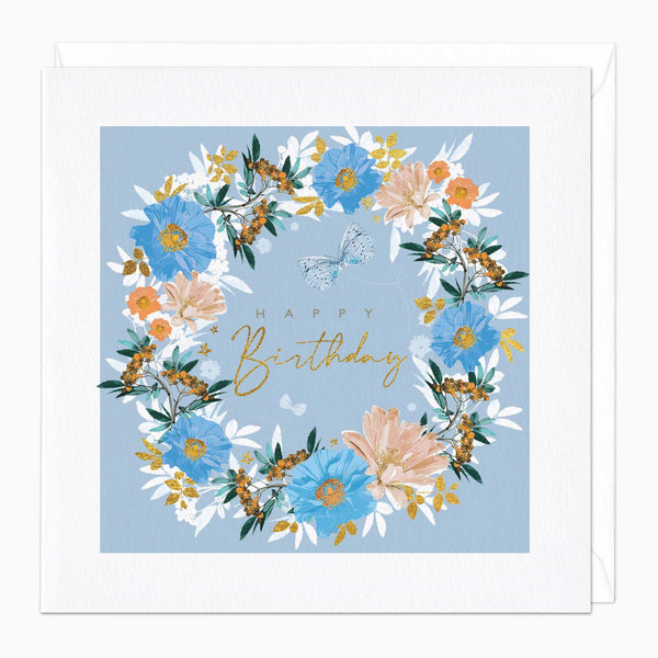 Greeting Card-E532 - Floral Wreath Birthday Card-Whistlefish