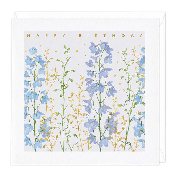 Greeting Card-E535 - Delphinium Birthday Card-Whistlefish