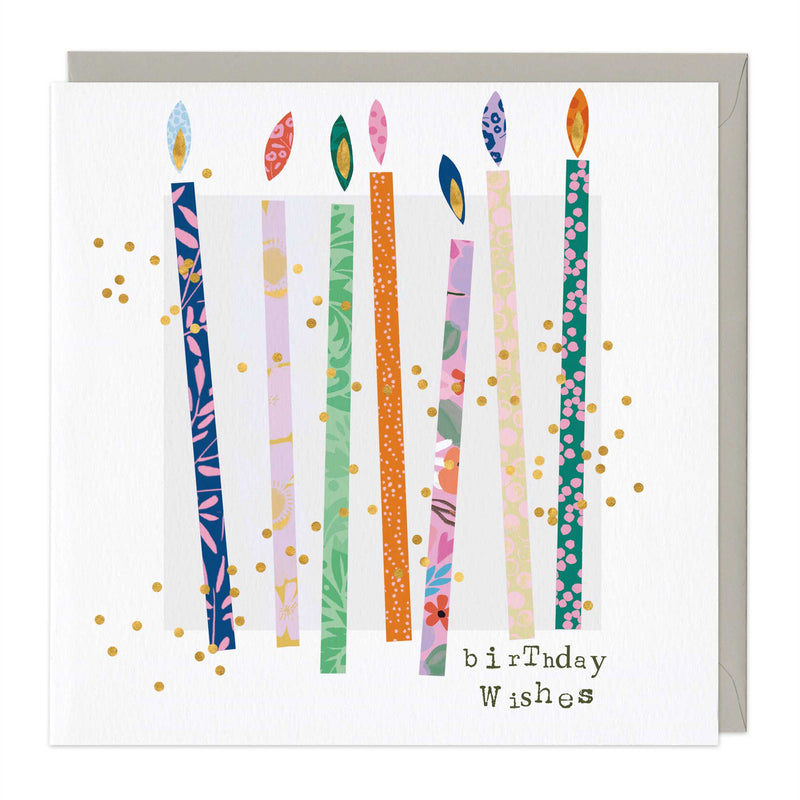 Greeting Card-E540 - Patterned Candles Birthday Card-Whistlefish