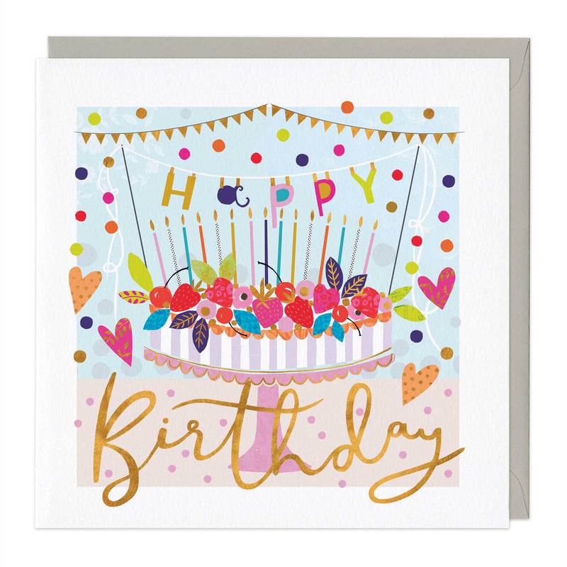Greeting Card-E542 - Strawberry Flan Birthday Card-Whistlefish