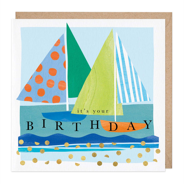 Greeting Card-E547 - Two Sail Boats Birthday Card-Whistlefish