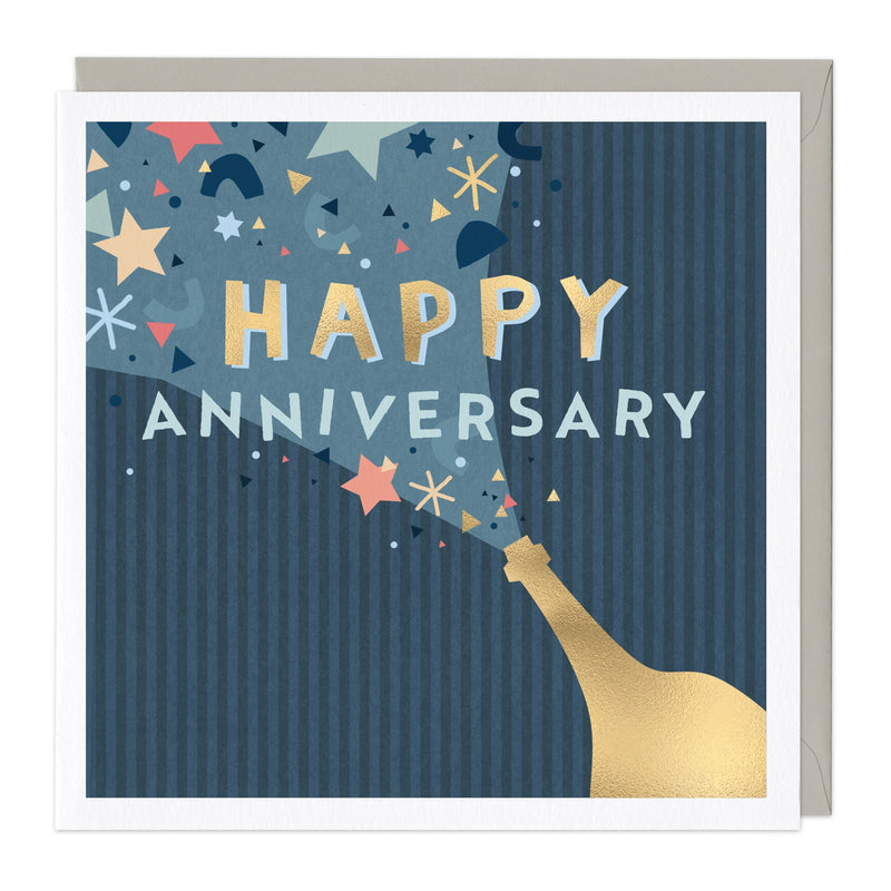 Greeting Card-E550 - Navy and Gold Anniversary Card-Whistlefish