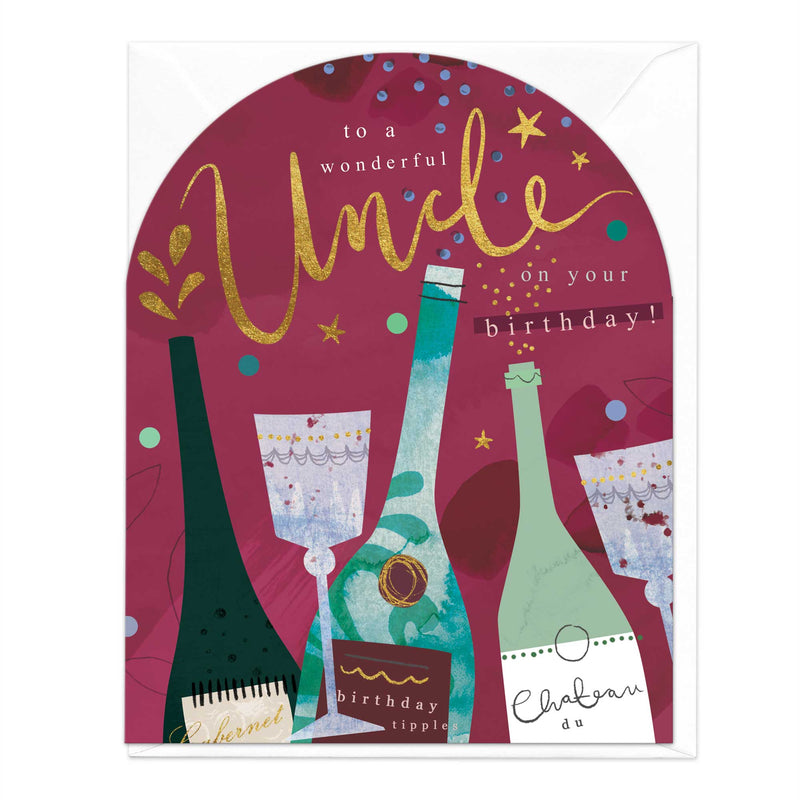 Greeting Card-E554 - Red Wine Uncle Birthday Card-Whistlefish