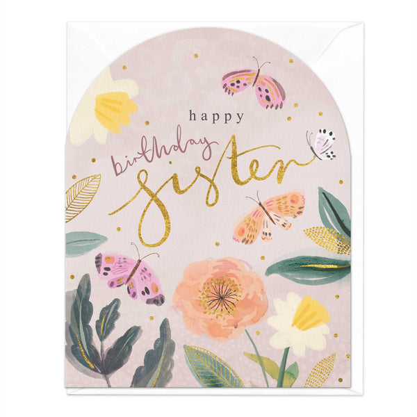 Greeting Card-E555 - In The Garden Sister Birthday Card-Whistlefish