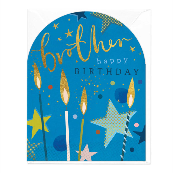 Greeting Card-E556 - Blue Brother Arch Birthday Card-Whistlefish