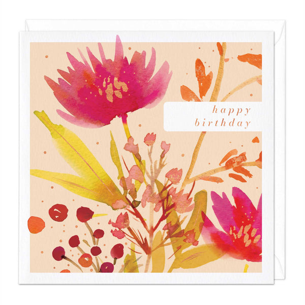 Greeting Card-E569 - Autumn Flowers Birthday Card-Whistlefish
