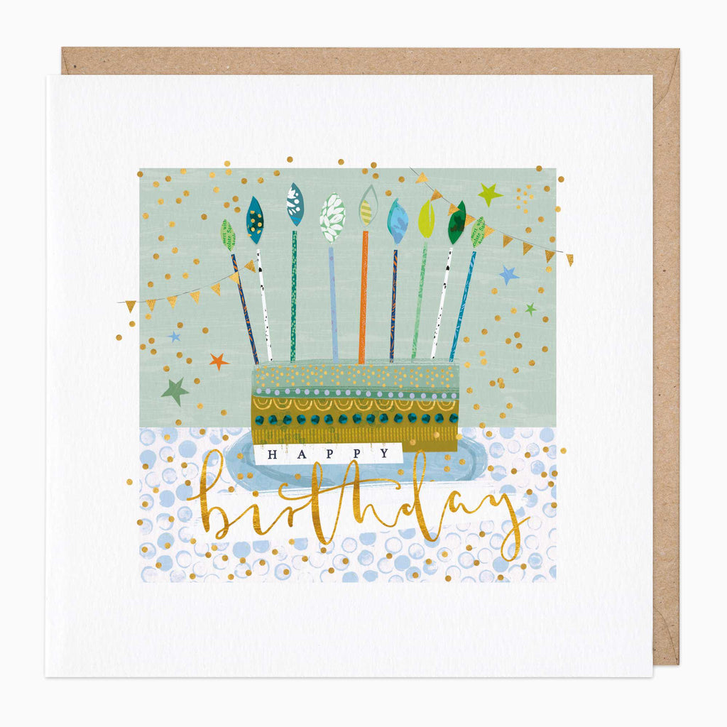 Greeting Card-E574 - Birthday Cake And Candles Card-Whistlefish