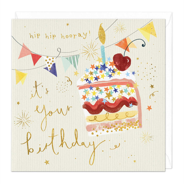 Greeting Card-E575 - Cherry Birthday Cake Card-Whistlefish