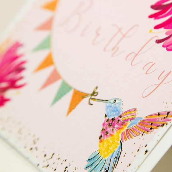 Greeting Card - E577 - Pink Hummingbird Birthday Card - Pink Hummingbird Birthday Card - Whistlefish
