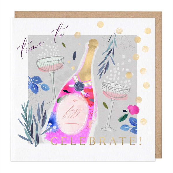 Greeting Card-E580 - Colourful Fizz Bottle Card-Whistlefish