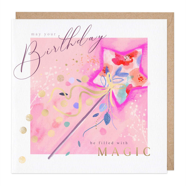 Greeting Card-E581 - Star Magic Wand Birthday Card-Whistlefish