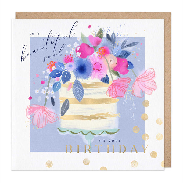 Greeting Card-E582 - Full Bloom Flower Cake-Whistlefish