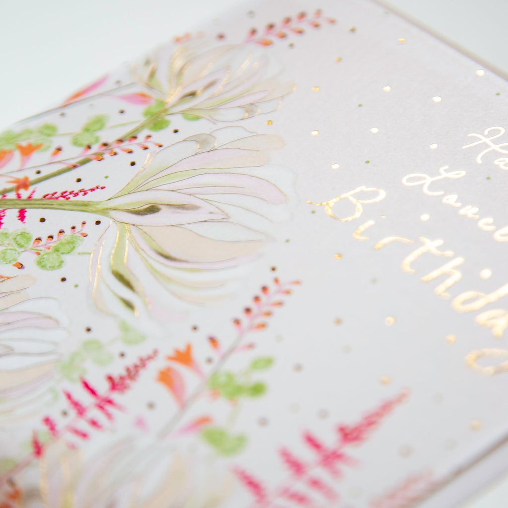 Greeting Card-E596 - Pink Flower Lovely Birthday Card-Whistlefish