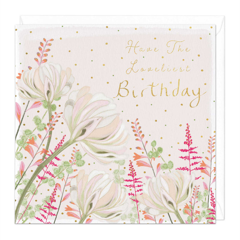 Greeting Card-E596 - Pink Flower Lovely Birthday Card-Whistlefish
