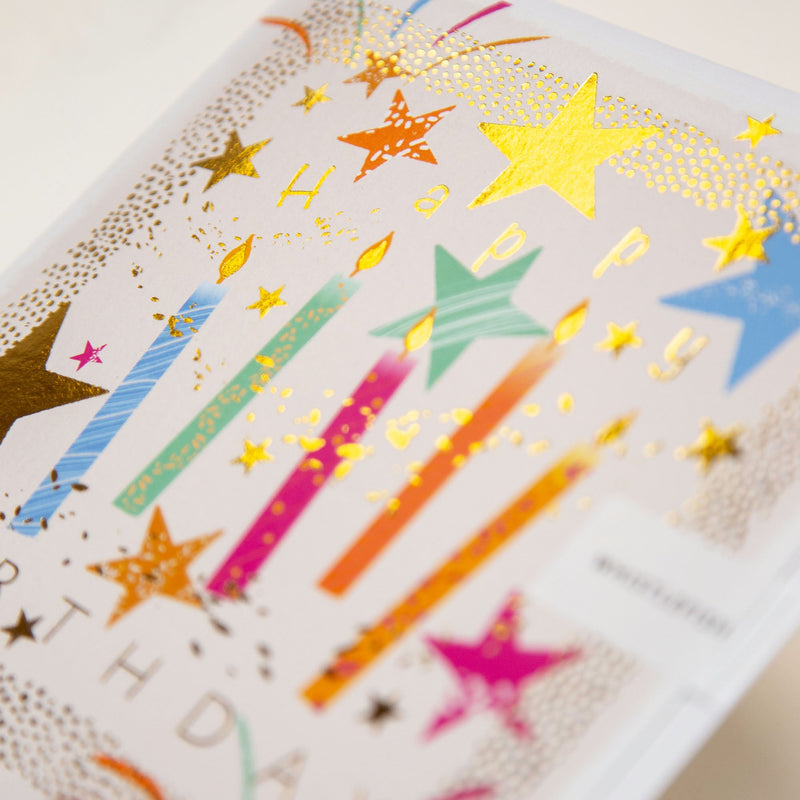 Greeting Card-E598 - Star Candle Birthday Card-Whistlefish
