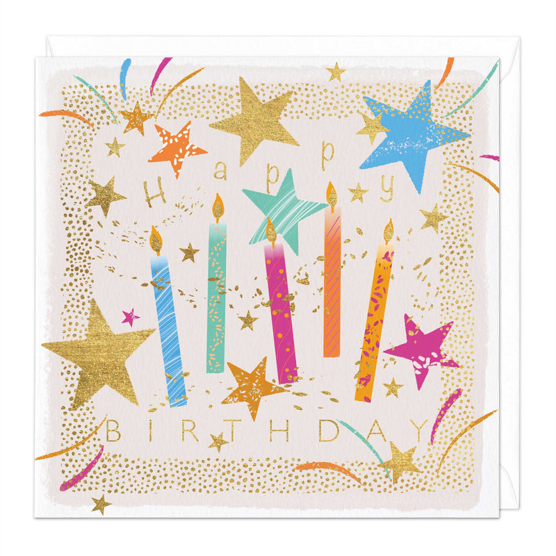 Greeting Card-E598 - Star Candle Birthday Card-Whistlefish