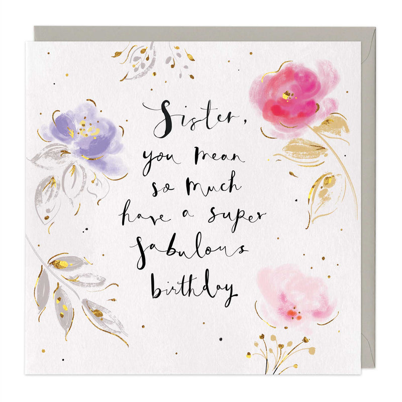 Greeting Card-E602 - Sister Floral Birthday Card-Whistlefish