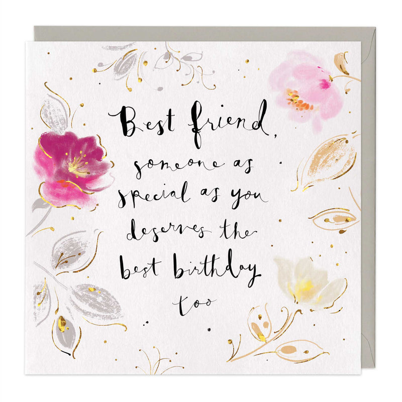 Greeting Card-E603 - Best Friend Floral Birthday Card-Whistlefish