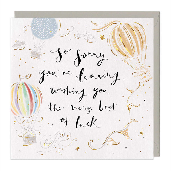 Greeting Card-E606 - Sorry You're Leaving Hot Balloon Card-Whistlefish