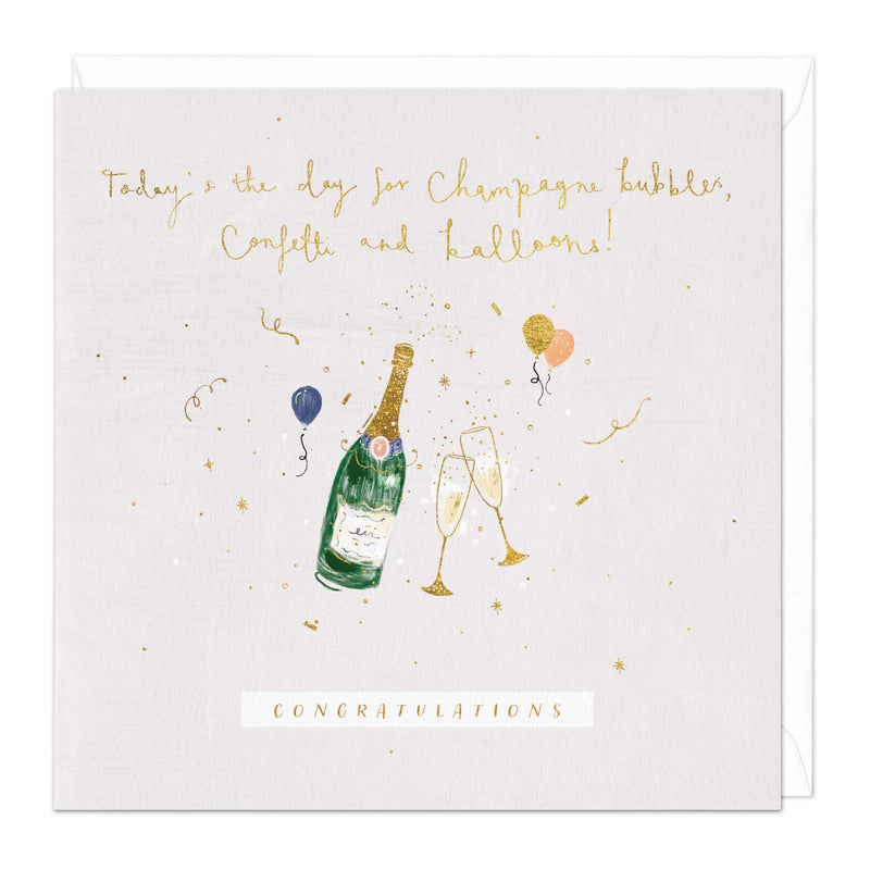 Greeting Card-E619 - Champagne And Balloons Card-Whistlefish